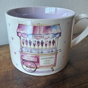 Luxury Inspired Ice Cream Cart Coffee Large Mug Lavender and White 2-Sided NEW